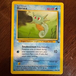 Pokemon Horsea Card Yellow Blue